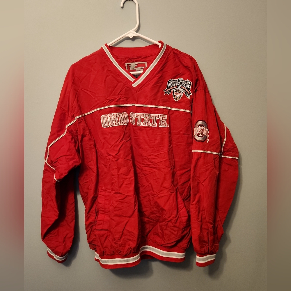 Team Spirit 2002 Ohio State Buckeyes Pullover Windbreaker Jacket Mens Large